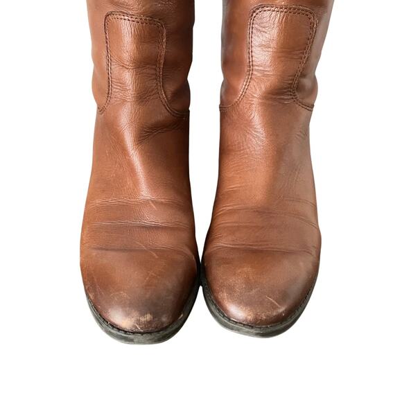 Sam Edelman Penny Back Zip Wide Calf Block Heel Riding Boots Brown Size 7 - Picture 4 of 11